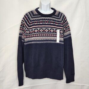 NEW Goodfellow Fair Isle Sweater Mens XL Navy Blue Pullover Holiday Casual X!10X